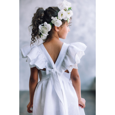 Linen flower girl dress