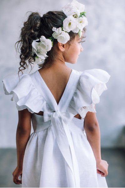 Linen flower girl dress