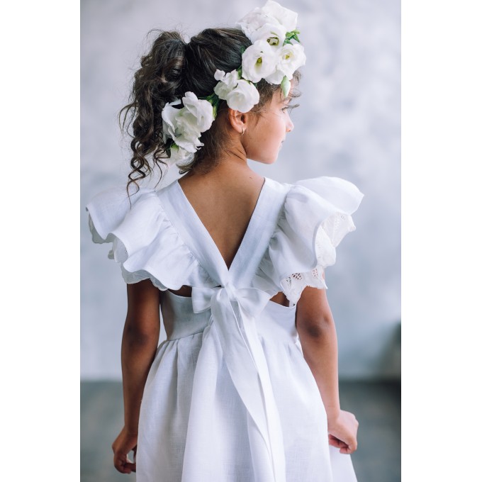 Linen flower girl dress