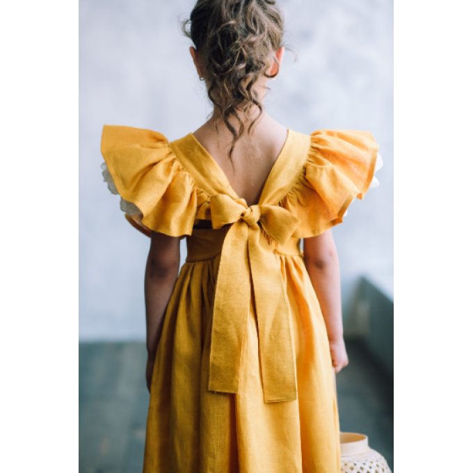 Linen flower girl dress