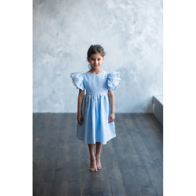 Linen flower girl dress