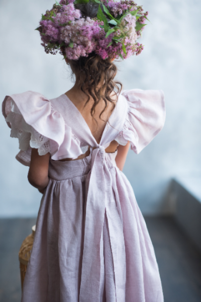 Linen flower girl dress