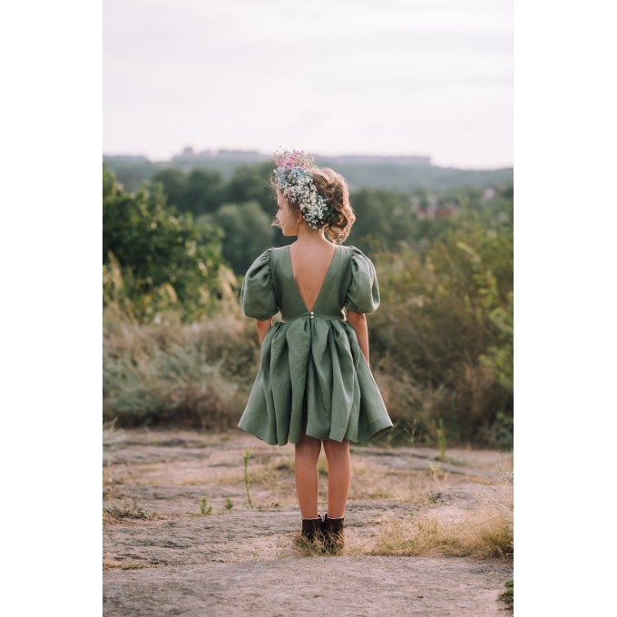 Linen flower girl dress