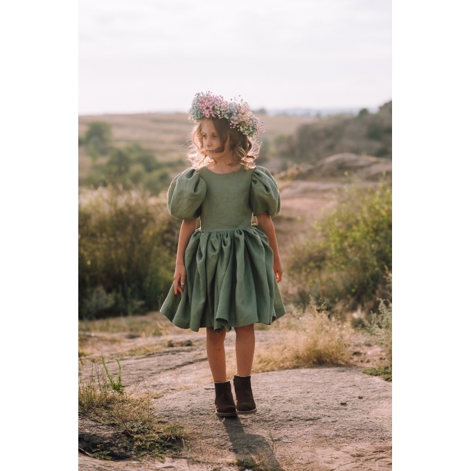 Linen flower girl dress