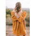 Mustard linen flower girl dress