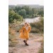 Mustard linen flower girl dress