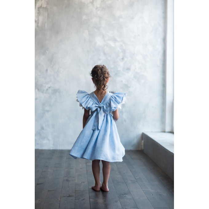 Linen flower girl dress