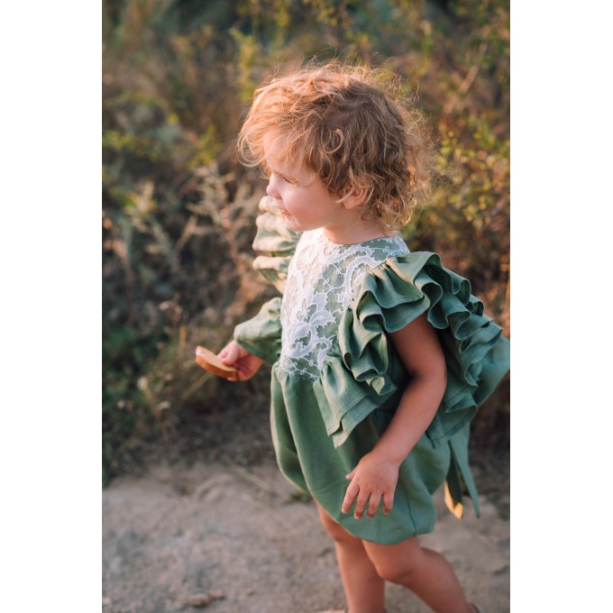 Sage green cake smash outfit girl