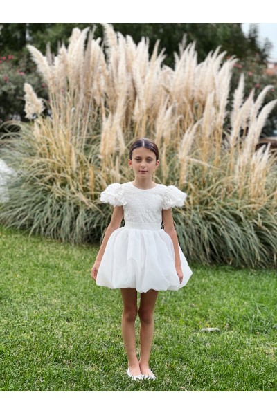 Ivory lace flower girl dress bow, Boho flower girl dress, First communion dress, Bohemian flower girl dress, First birthday dress