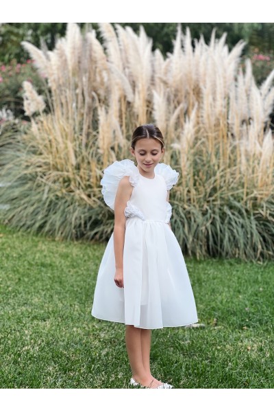 Ivory flower girl dress toddler, First communion dress, Lace flower girl dress boho, Girls baptism dress, Bohemian flower girl dress