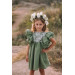 Sage green linen flower girl dress