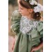 Sage green linen flower girl dress