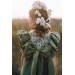 Sage green linen flower girl dress