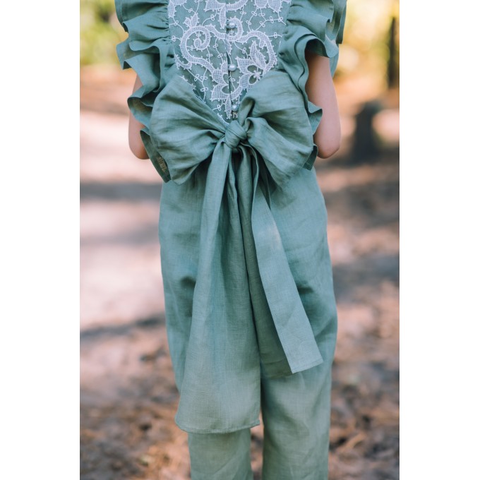 Sage green flower girl jumpsuit