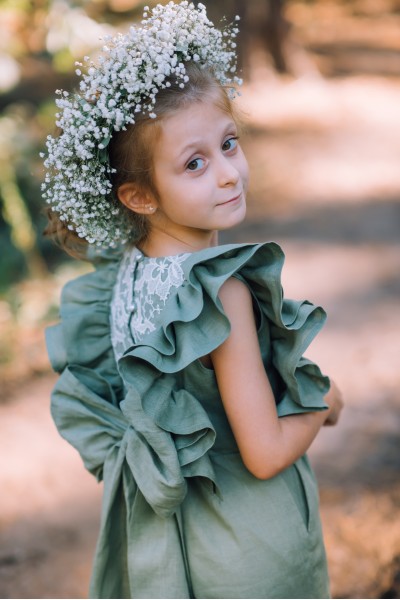 Sage green flower girl jumpsuit