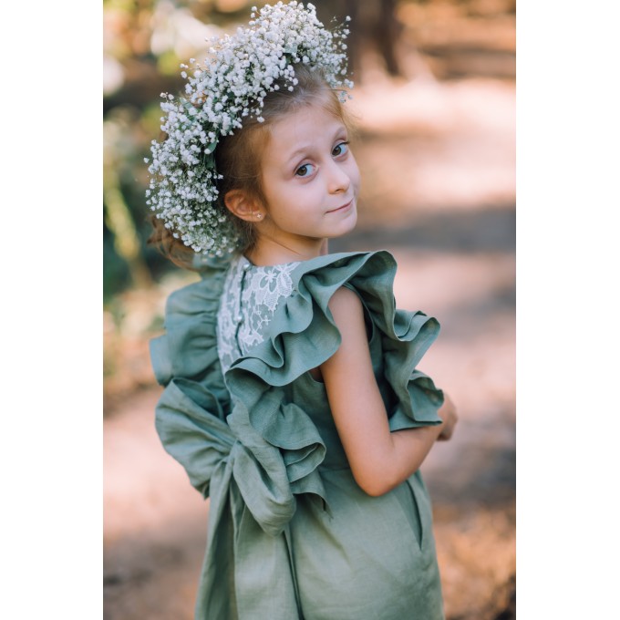 Sage green flower girl jumpsuit