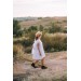 White linen flower girl dress