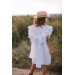 White linen flower girl dress