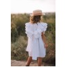 White linen flower girl dress