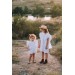 White linen flower girl dress