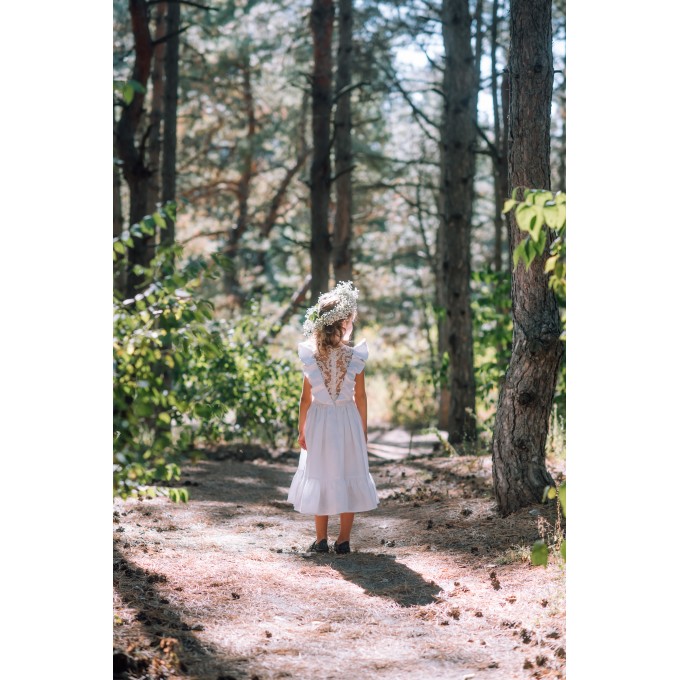 Linen flower girl dress