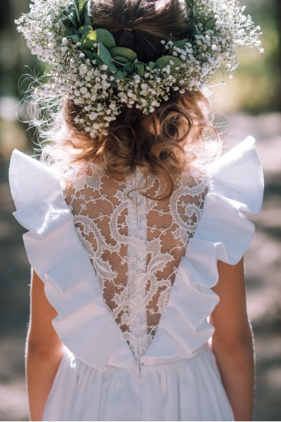 Linen flower girl dress